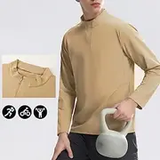 Men's Quarter Zip Sweatshirt Performance Shirt Long Sleeve Stand Collar Top Outdoor Quick Dry Sweat wicking anti-odor Breathable Polyester Black White Green Fi
