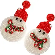 [OATIPHO] Earrings 1 Pair Snowman Shape Studs for Women Girls Costume Party Festival Decor