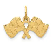 14K Yellow Gold Racing Flags Charm