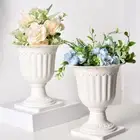 2pcs White Plastic Containers Flowerpot Planter Living Room