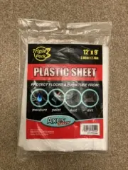 3 x Auxus Decor Colourless Plastic Dust Sheets (12’ x 9’)