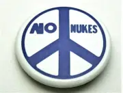 Vintage Anti War Peace Sign No Nukes 1970s White Button Pin NOS New