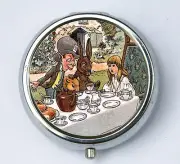 Alice in Wonderland Tea partyPILL case box holder Mad Hatter victorian fairytale