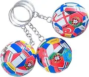 9 Pcs International Flag Design Metal Keychain Soccer Ball Party Key Chain Ideal Party Favors for Soccer Events, Sports Keychains for Kids, Perfect Gifts for Soccer Fans