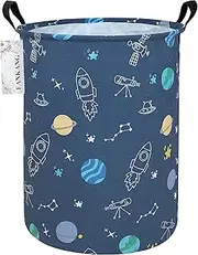 FANKANG Storage Basket, Nursery Hamper Canvas Laundry Basket Foldable with Waterproof PE Coating Large Storage Baskets for Kids Boys and Girls, Office, Bedroom, Clothes,Toys（Colorful Space ）