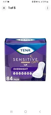 Tena Sensitive Care Extra Coverage Overnight Pads for Women, 84 Ct 054389
