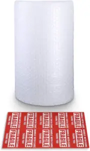 Bubble Cushioning Wrap Roll, 3/16" X 12" X 15', Perforated Every 12" for Shippin