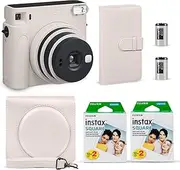 [Fujifilm] Instax Square SQ1 Instant Camera Chalk White + Fuji Instax Film Value Pack (40 Sheets) + Shutter Accessories Bundle, Includes Style Compatible Carrying Case, Photo Album 80 Pockets