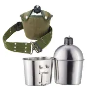 Canteen Military with Cup G.I. Army Green Nylon Cover Waist Belt for Camping/...