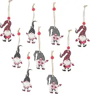 Cabilock Christmas Santa Doll 9pcs Cartoon Gnome Dolls Pendants Wooden Dwarf Home Decor