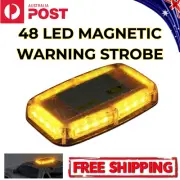 Emergency Warning Strobe Amber Light48 LED Beacon Flashing Magnetic 12/24V Lamp