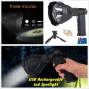 USB Rechargeable LED Handheld Spotlight Camping Hunting Flashlight Torch Stand