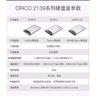 ORICO 透明外接盒 2.5英吋 USB3.0 筆電行動外接盒 固態機械硬碟外接盒 CP值高（2139）