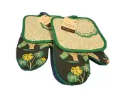 Medallion Elephant Tropical Turquoise Cotton Kitchen Potholder Oven Mitt 4 pc