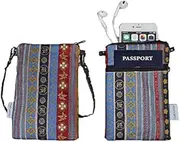 Tainada Women Crossbody Shoulder Travel Zippered Wallet Purse Clutch Phone Bag w/Detachable Strap (Ethnic Pattern)