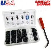 100pc Plastic Rivets Fastener Fender Bumper Push Clips w/ Removal Tool for Honda (for: Honda Civic)