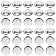 50 Pcs Silver Brooch Blank Round Trays with Alligator Clip and Pin(36mm/1.4")