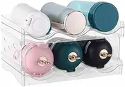 2 Pcs Water Bottle Rack Stackable,Water Bottle Holder for Cabinet,Kitchen Pantry Organization and Storage, Plastic Fridge Wine Racks,Tumbler Travel Mug Cup Holder,Hold 6 Bottles