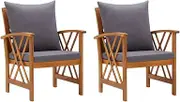 CHARMMA Garden Chairs with Cushions 2 pcs Solid Acacia Wood,Outdoor Chairs 19.5KG-310268