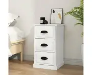 High Gloss White Bedside Cabinet Chic Engineered Wood Nightstand with Drawers