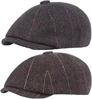 [Ztexkee] Newsboy Cap Octagonal Berets Hat Classic Flat Cap Cabbie Hat Fall Winter Newsboy Hats for Women Men Elderly