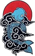 Japanese Koi Fish Patch Embroidered Applique Badge Iron On Sew On Emblem