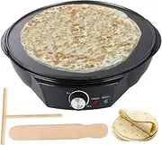 Electric Crepe Maker,30cm Large Cooking Surface Non-Stick Iron Plate Pancake Machine,1200W Portable Adjustable Temperature,Automatic Roti Maker with Accessories,for Crepes, Pancakes,Eggs,Omelets