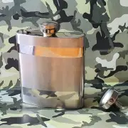 Stainless steel metal flask for Whiskey and Cognac with Watering Can. 8 oz