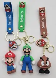 Super Mario - 3D Rubber Keychain with Strap - Lot Of 3