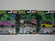 3 - MARVEL INCREDIBLE HULK DIE-CAST TRUCKS : HUMVEE / PANEL CRUSIER / HUMMER H2