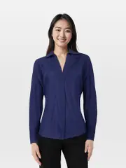Blue Silk Button Up Shirt