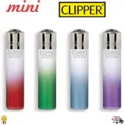 4 x Clipper Refilable Lighters WHITE CRYSTAL GRADIENT Mini Size Full Set + Flint