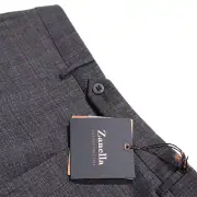 Zanella NWT Flat Front Dress Pants Size 34 US Noah Blue Small Pattern 100% Wool