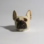QUAIL CERAMICS FRENCH BULLDOG FACE EGG CUP FAWN NEW WITH BOX