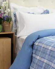 Belle Epoque Seersucker Duvet Cover/ Lined Coverlet Plaid Set