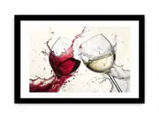 Red & White Wine Splash Art Art Framed print