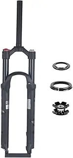 26/27.5/29 Inch Air MTB Suspension Fork Thru Axle 15x100mm 100mm Travel 1-1/8" Straight Tube Manual Lockout Disc Brake Mountain Bike Front Forks with Damping (Color : Black, Size : 26inch)