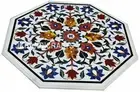 3'x3' Marble Dining Table Top Side Table Malachite Floral Inlay Hallway Decor