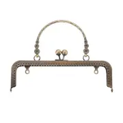 Metal Purse Frame,7.9" Retro Rectangle Kiss Lock Clasp Frame Embossed,Bronze