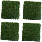 Kisangel Artificial Grass Tiles Fake Grass for Patio Deck Balcony Yard Garden Interlocking Design