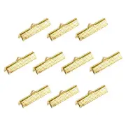 160Pcs Ribbon Crimp Clamp Ends 30mm Cord End Clasp for DIY Craft Gold Tone