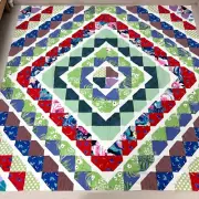 Handmade Trip Around the World Cotton Fabric Patchwork quilt top/topper 86x86"