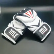 Title MMA Command Pro Fight Glove Black White Open Finger Palm Sz L NEW