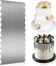 Stainless Steel Cake Scraper, Double Sided Patterned Edge Stripe Edge Smoother Scraper Cake Decorating Comb Cake Pastry Cutter for Mousse Butter Cream Cake Decoration