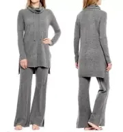 CYNTHIA ROWLEY 100% Cashmere Cowl Neck Casual Lounge Pants Set Pajama sz XS, S