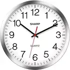 Wall Clock Silver/Chrome Silent Non Ticking 10in Quality Quartz Battery Operated