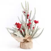 Mini Christmas Decoration Snowy Tree Plant with Holly Berries