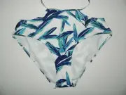 NWT TEMPT ME women's juniors Blue White PALM TREE Print Bikni BOTTOMS* L
