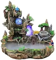 LWQCHW Decorative Mountain Rockery Tabletop Water Fountain with LED Lights, Mist Maker, and Bonsai Features for Home and Office Zen Decoration