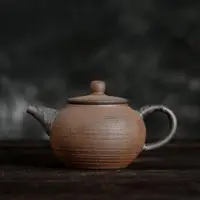 在飛比找ETMall東森購物網優惠-粗陶螺紋復古鎏金鐵釉中式茶壺